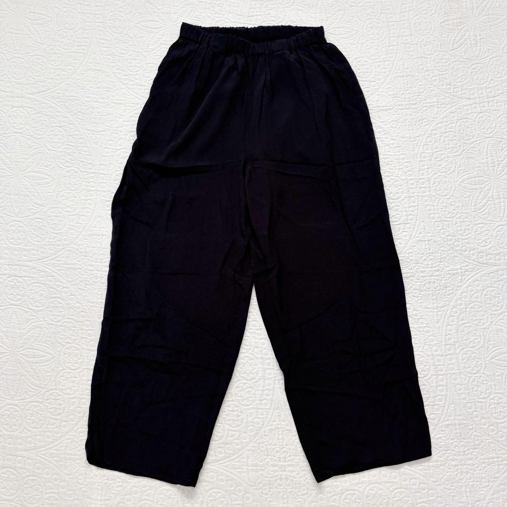 FLAX High-Rise Loose Fit Pull On Pants, Black‎